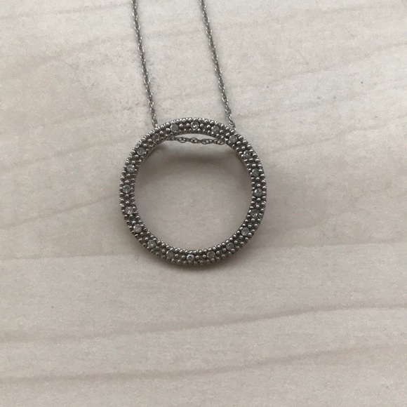 14K White Gold Pave Diamond eternity necklace - Picture 3 of 6